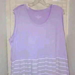 Women's Sleeveless Lilac Striped Soft Jersey Knit Dress by Cuddl Duds